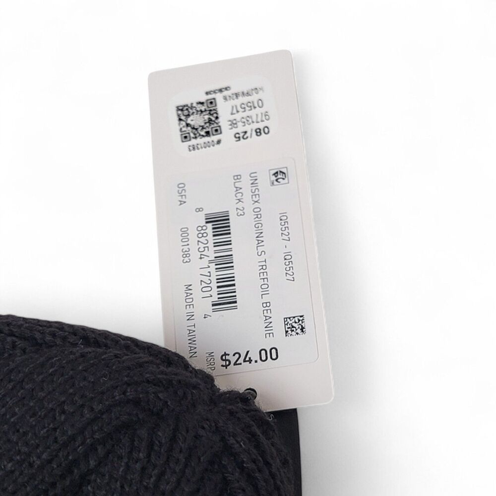 Adidas Beanie Mens OS Black Trefoil Cuffed Hat Winter Outdoor Ski Activewear NWT - Picture 5 of 8
